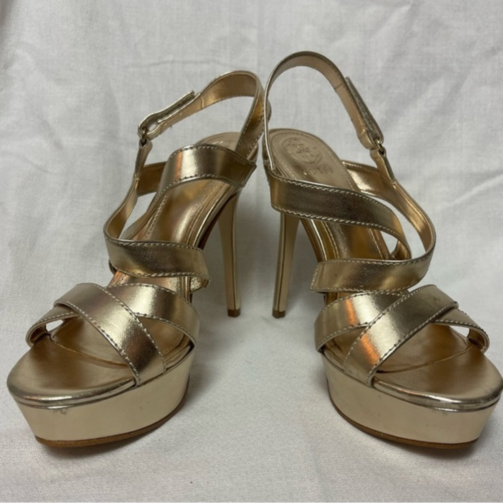 Gold‎ Strappy Guess Platform Stilettos